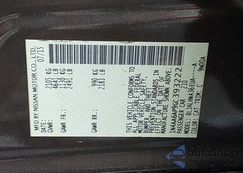 2016 Nissan Maxima 3.5 Platinum z USA, uszkodzony, nr VIN 1N4AA6AP9GC393222